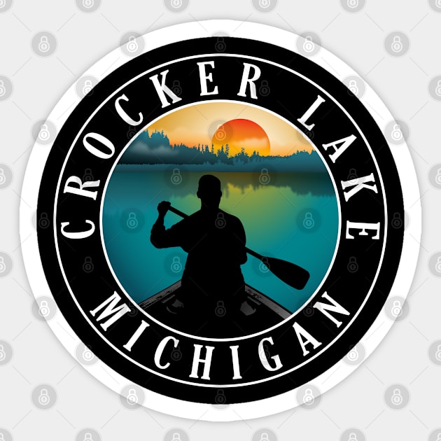 Crocker Lake Canoeing Michigan Sunset Sticker by BirdsEyeWorks